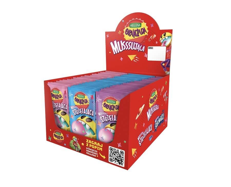 Hellena Oranżada musssująca strzelająca w proszku o smaku gumy balonowej (105X6G)0,63KG