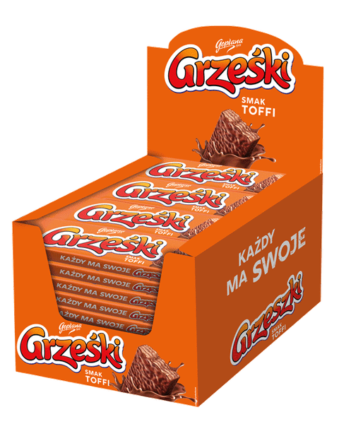 Grześki Toffi w czekoladzie mlecznej - 36 sztuk w kartonie (36X36G) 1,29KG