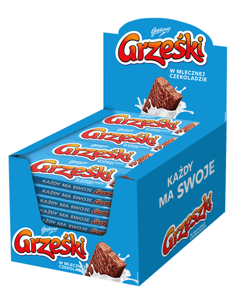 Grześki Kakaowe w czekoladzie mlecznej - 36 sztuk w kartonie (36X36G) 1,29KG