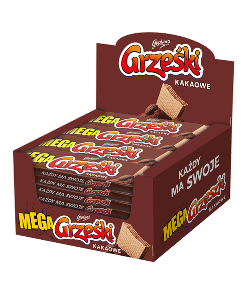 Mega Grześki Kakaowe - 36 sztuki w kartonie (36X34G)1,224 KG