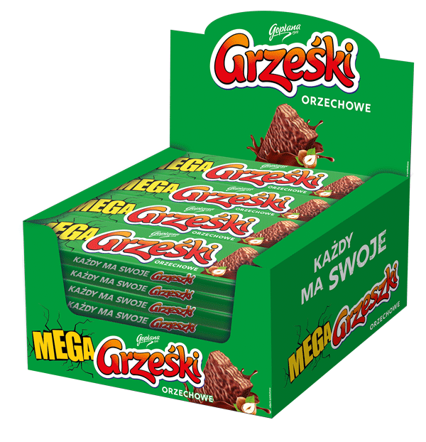 Mega Grześki Orzechowe w czekoladzie mlecznej - 36 sztuk w kartonie (36X48G)1,728KG