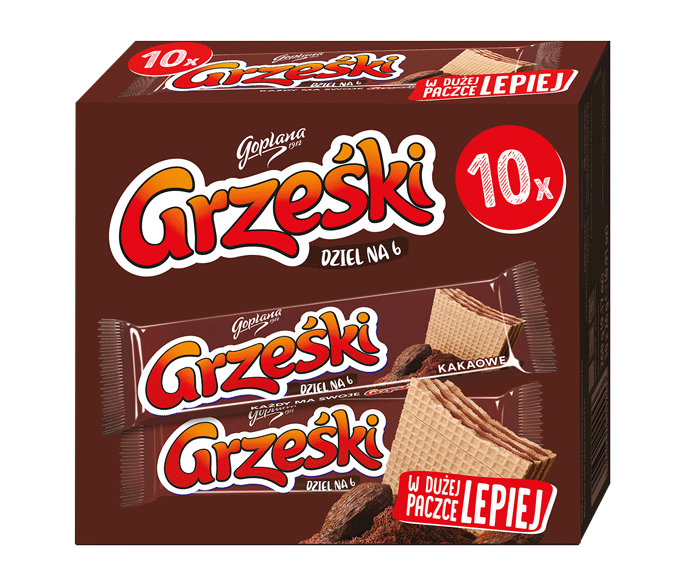 Grześki DZIEL NA 6 Kakaowe, 26g - 10 sztuk w kartonie