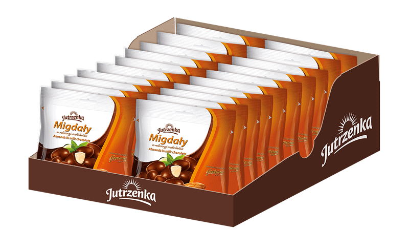 Jutrzenka, draże migdały w czekoladzie mlecznej, karton, islodycze.pl
