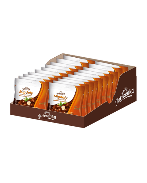 Migdały w czekoladzie mlecznej - 20 sztuk w kartonie (20X80G) 1,6 KG