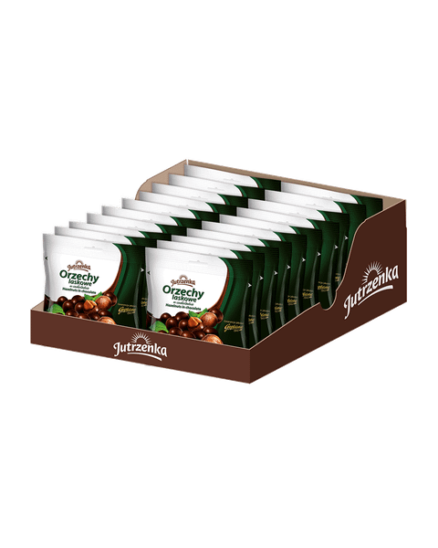 Orzechy laskowe w czekoladzie deserowej - 20 sztuk w kartonie (20X80G) 1,6KG