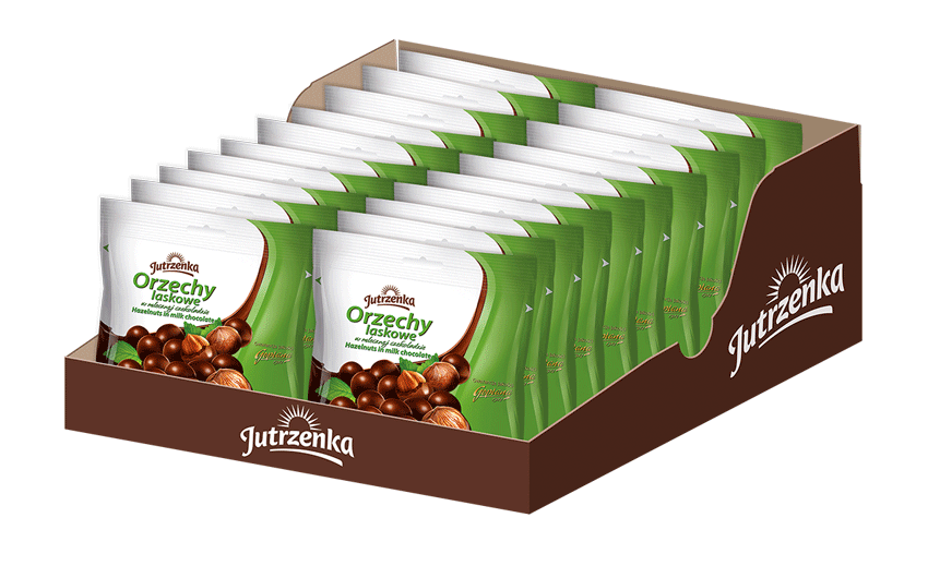 Jutrzenka, draże orzech laskowy w czekoladzie mlecznej,kartonik, 80 g, islodycze.pl