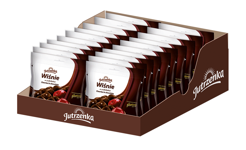 Jutrzenka, draże wiżnia w czekoladzie deserowej,kartonik, islodycze.pl