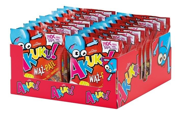 Jutrzenka, AKUKU! Wąż-paje, 30 szt. w kartonie, islodycze.pl