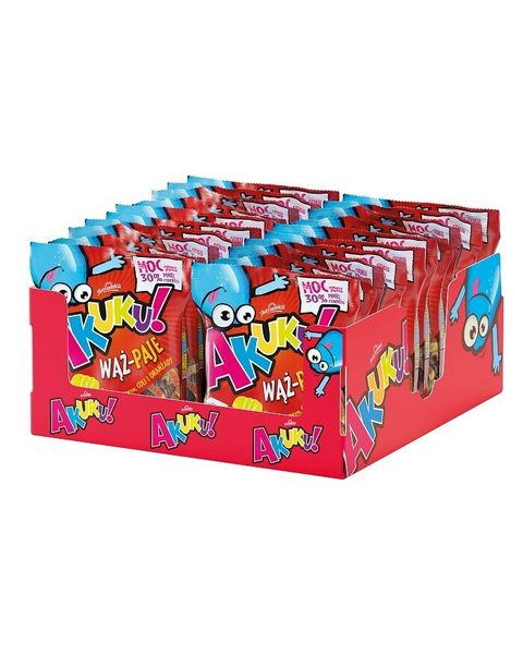 Żelki Wąż-Paje AKUKU! - 30 sztuk w kartonie (30X90G) 2,7kg