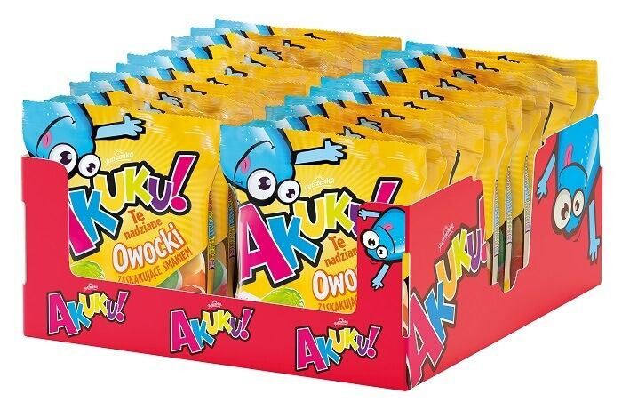 Jutrzenka, AKUKU, żelki Owocki,24 szt. w kartonie, islodycze.pl