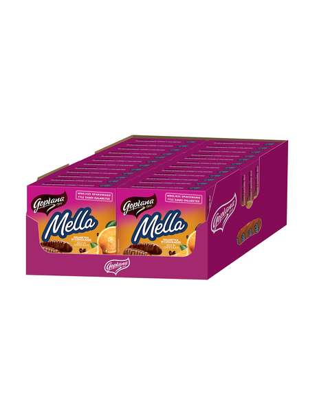 Mella galaretka w czekoladzie o smaku pomarańczowym, 190g - 24 sztuki w kartonie (24X190G) 4,56KG