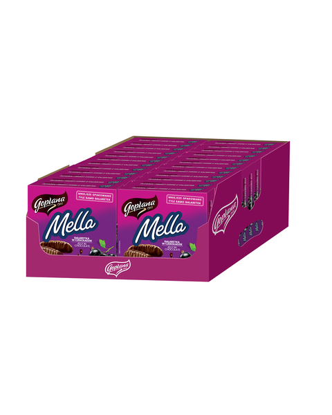 Mella galaretka w czekoladzie o smaku porzeczkowym, 190g - 24 sztuki w kartonie (24X190G) 4,56KG
