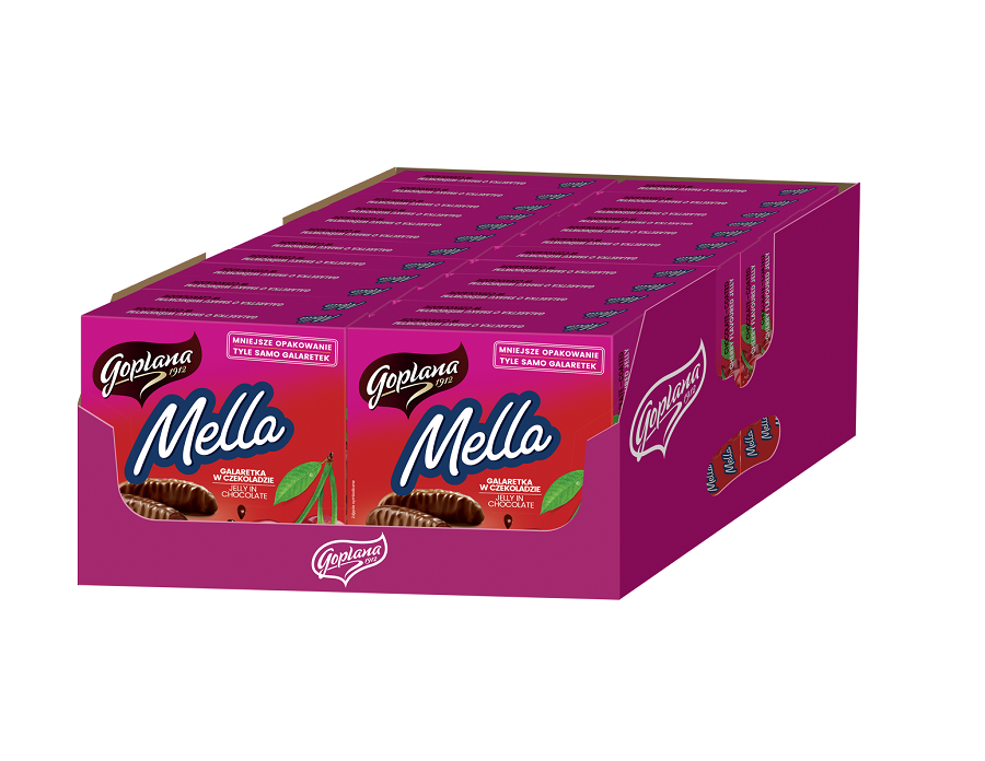 Mella galaretka w czekoladzie o smaku wiśniowym, 190g - 24 sztuki w kartonie (24X190G) 4,56KG 