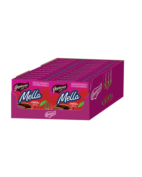 Mella galaretka w czekoladzie o smaku wiśniowym, 190g - 24 sztuki w kartonie (24X190G) 4,56KG