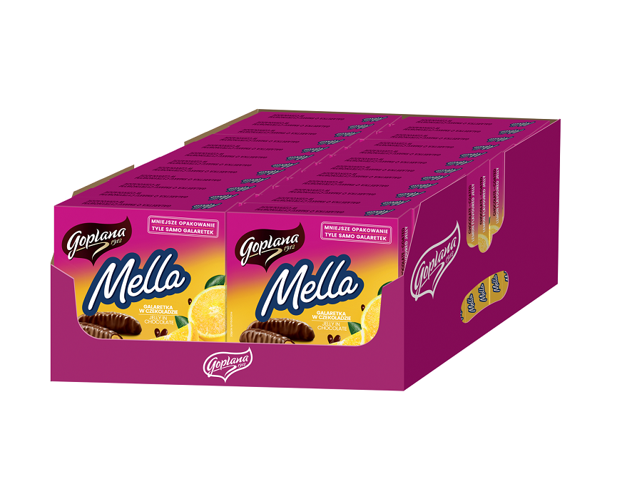 Mella galaretka w czekoladzie o smaku cytrynowym, 190g - 24 sztuki w kartonie  (24X190G) 4,56KG 
