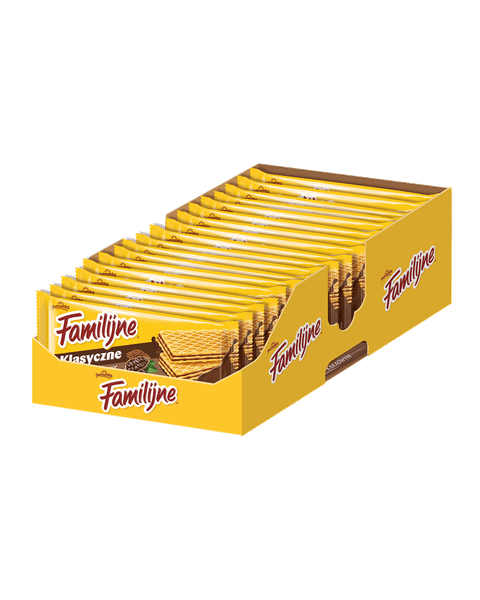 Familijne Wafle o smaku kakaowym, 24 sztuki w kartonie (24X180G) 4,32 KG