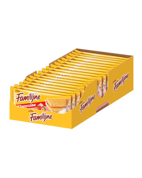 Familijne Wafle Truskawkowo-Śmietankowe - 24 sztuki w kartonie (24X180G) 4,32KG