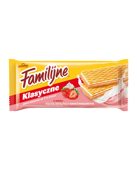 Familijne wafle o smaku truskawkowo-śmietankowym, 180g