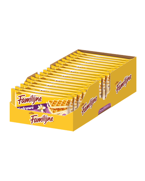 Familijne wafle Gofrowe z musem o smaku waniliowym - 23 sztuki w kartonie (23X130G) 2,99KG