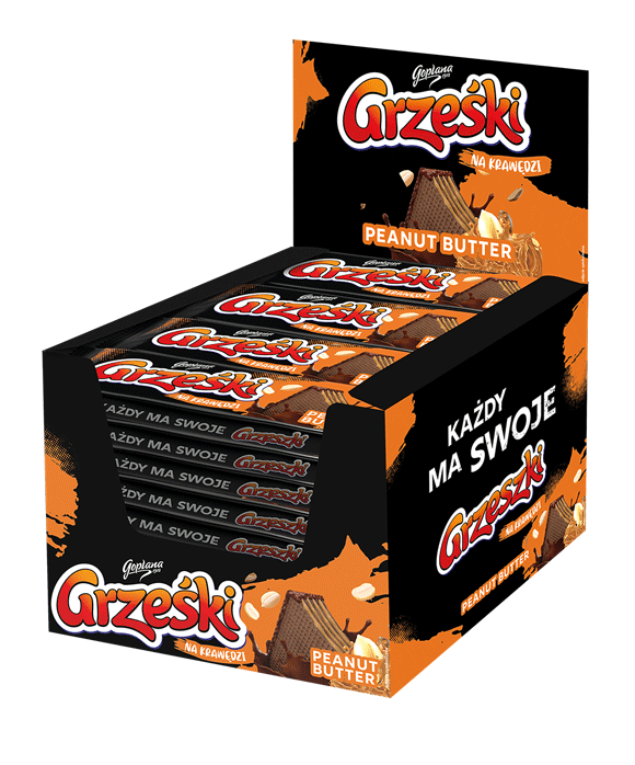 Grześki Peanut Butter - 32 sztuki w kartonie (32X40G) 1,28 KG