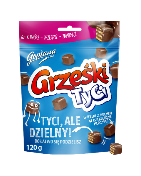 Grześki Tyci Kakaowe w czekoladzie mlecznej, 120g