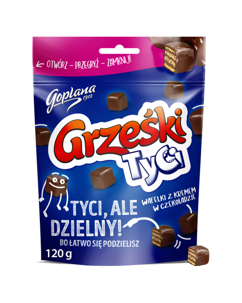 Grześki Tyci Kakaowe w czekoladzie deserowej, 120g