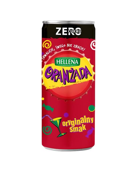 Hellena Zero Cukru Oranżada czerwona w puszce (12X0,25L)