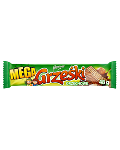 Goplana, wafelek Mega Grześki o smaku Orzechowym w czekoladzie mlecznej, 48 g. islodycze.pl