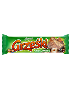 Goplana, wafelek Grześki Orzechowe w czekoladzie mlecznej, 36 g. islodycze.pl