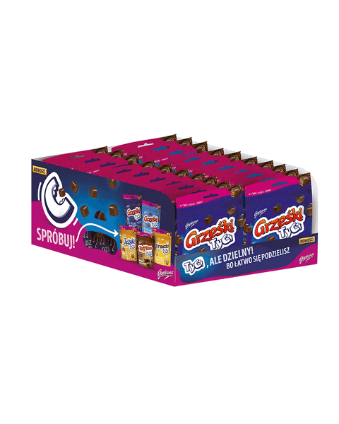 Grześki Tyci Kakaowe w czekoladzie deserowej - 16 sztuk w kartonie (16X120G) 1,92kg