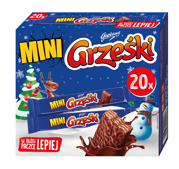 Mini Grześki w czekoladzie edycja Boże Narodzenie (20X20G) 0,4 KG