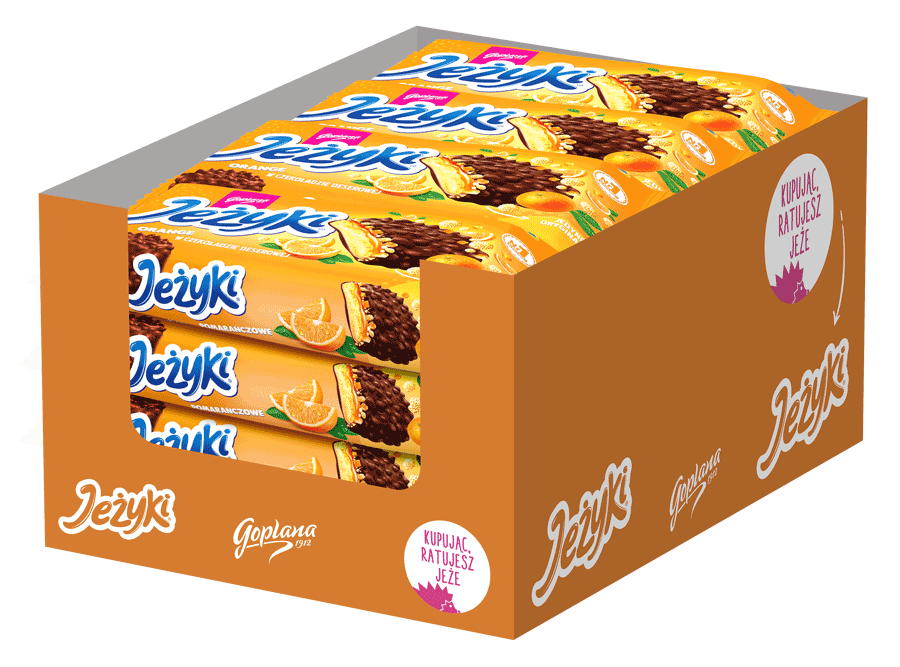 Jeżyki w czekoladzie deserowej pomarańczowe 140g - 20 sztuk w kartonie (20X140G) 2,8kg