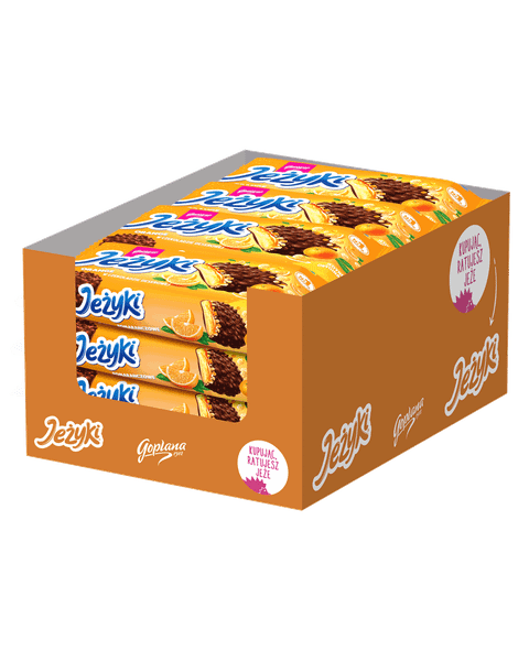 Jeżyki w czekoladzie deserowej pomarańczowe 140g - 20 sztuk w kartonie (20X140G) 2,8kg