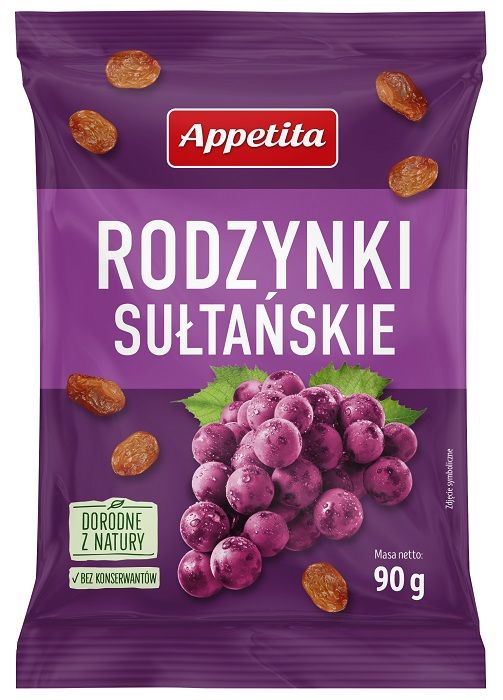 Rodzynki sułtanki (15X90G) 1,35KG APPETITA