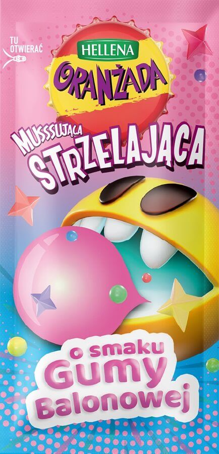 Hellena Oranżada musssująca strzelająca w proszku o smaku gumy balonowej, 6g